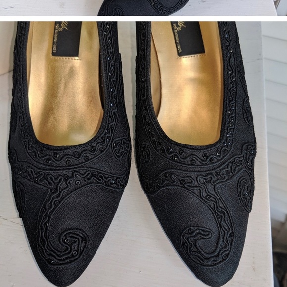 Notorious Black Embroidered Heels. - Picture 2 of 6